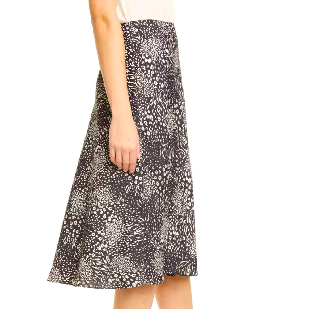 NWOT Joie Black & White Animal Print High Rise Waist Midi A-Line Skirt - Sz US 0